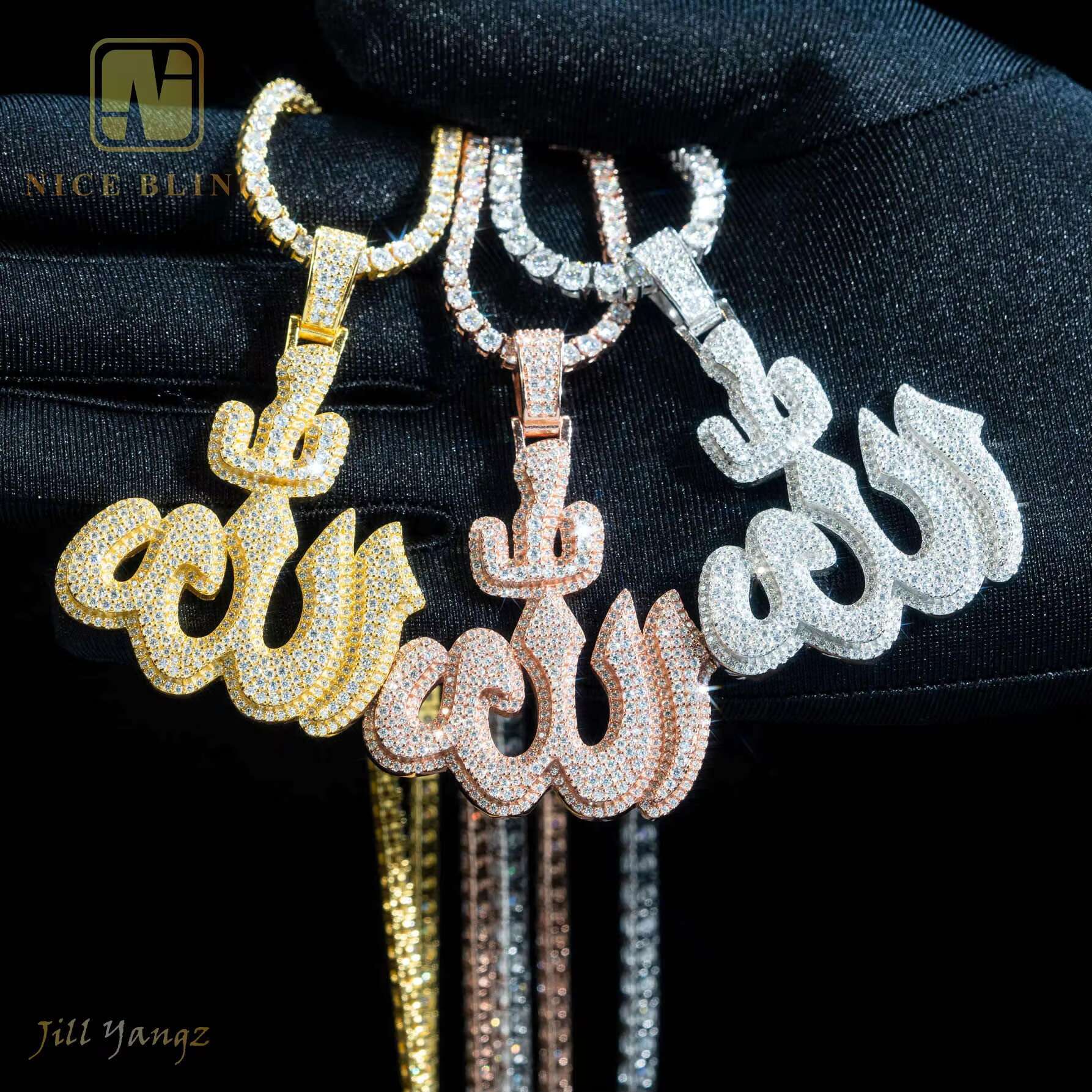 Hip Hop Rock Fire China Jewelry Wholesale Gold Plated Brass AAAAA+ Cubic Moissanite Fashion Iced Out Pendant Gif for Men Women