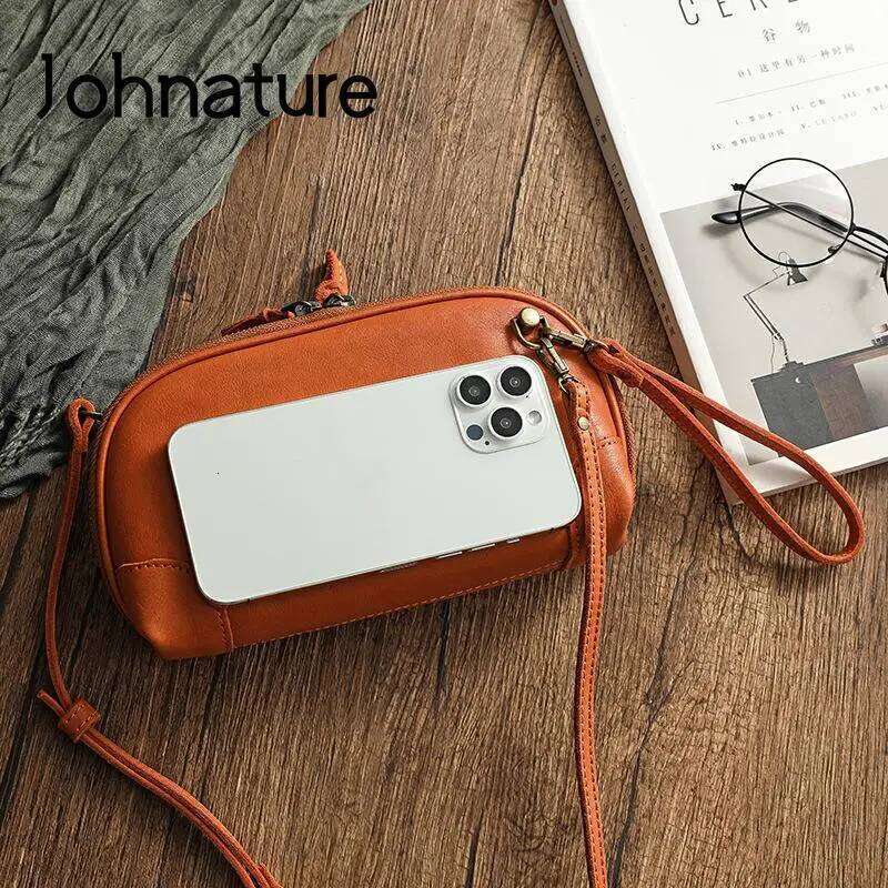 Johnature Simple Genuine Leather Women Small Bag Leisure Natural Soft Cowhide Solid Color Versatile Shoulder & Crossbody Bags 2025/06/05