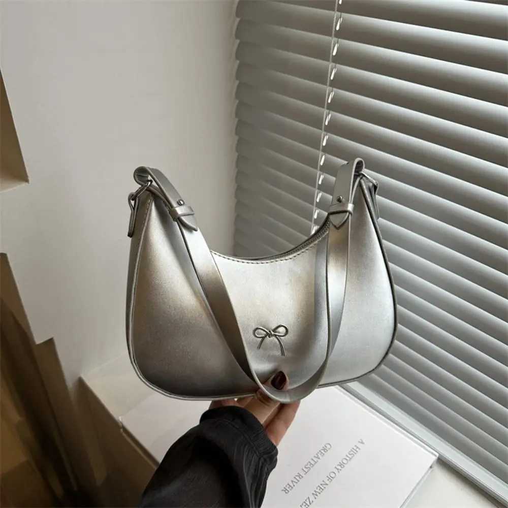 Trendy New Design Bowknot Armpit Bag Solid Color Korean Bowknot Underarm Bag Sweet PU Leather Y2K Handbag Women XJ250605