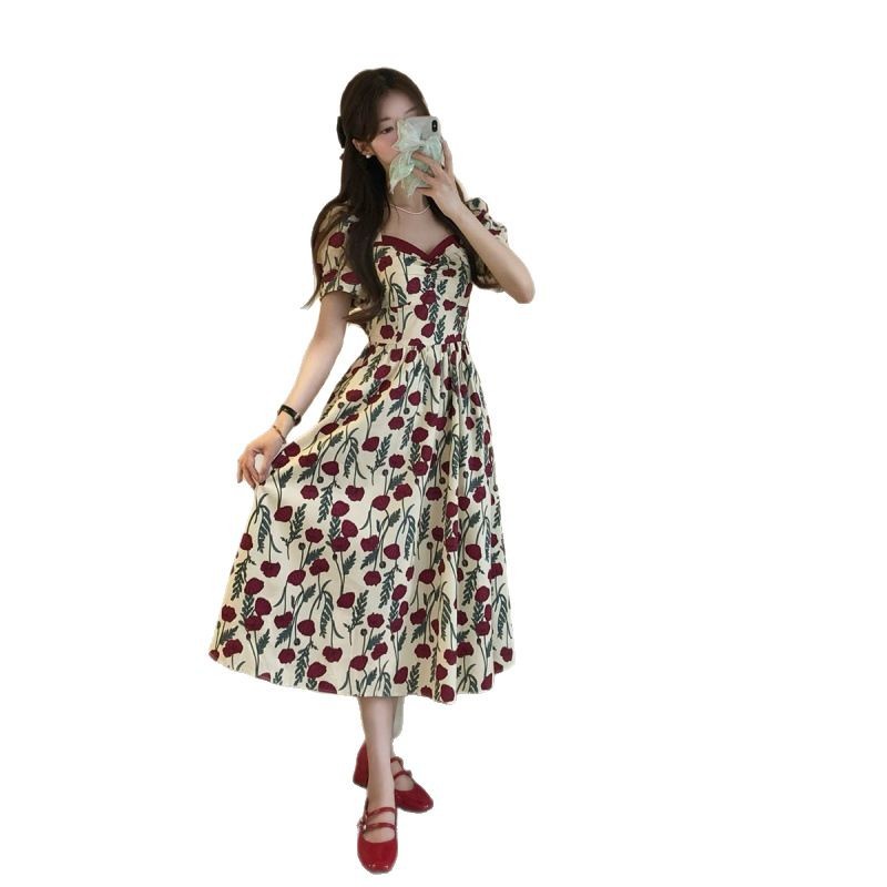 DR230 New summer style high-end temperament waist gentle style petite long skirt