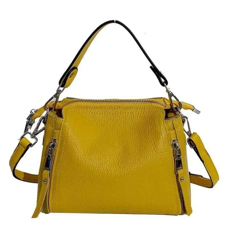 Leather Handbags Cowhide Women Shoulder Fashion Ladies Messenger Bags High Quality Female Tote Bag