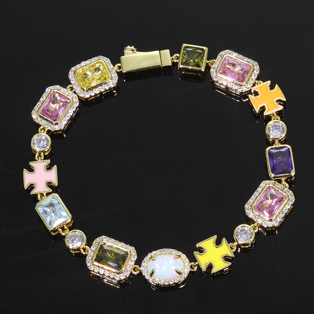 New Style Opal Bracelet Colorful Bracelet for Men High-end Hip-hop Jewelry Accessories