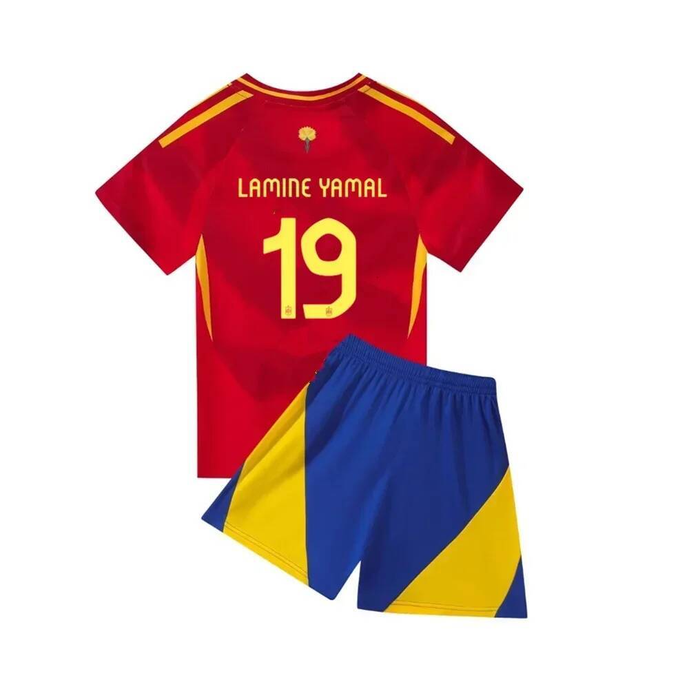 Children's Sport Set Boy Girl Spain Fans Shirt Training Wear Men And Kids Games Soccer Kits Leisure Uniforms