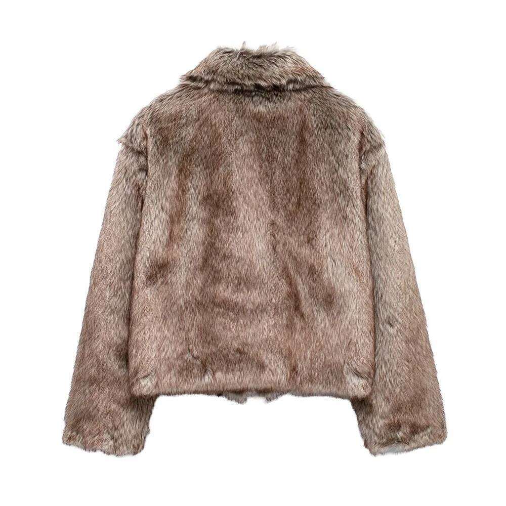 Coats Designer Women UNIZERA Women's Pocket Decoration Warm Zipper Style Fur Autumn And Winter New Item Lapel Long Sleeved Loose Jacket Designer