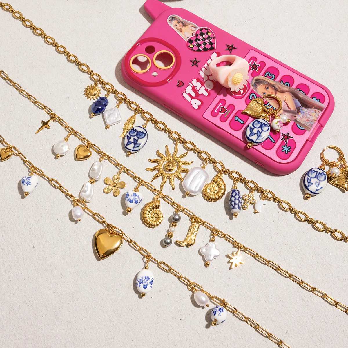 Youthway Minimalist 18K Gold Plated Stainless Steel Ceramics Heart Charms Pendant Necklace For Women Accessories Gift Holiday XJ250604