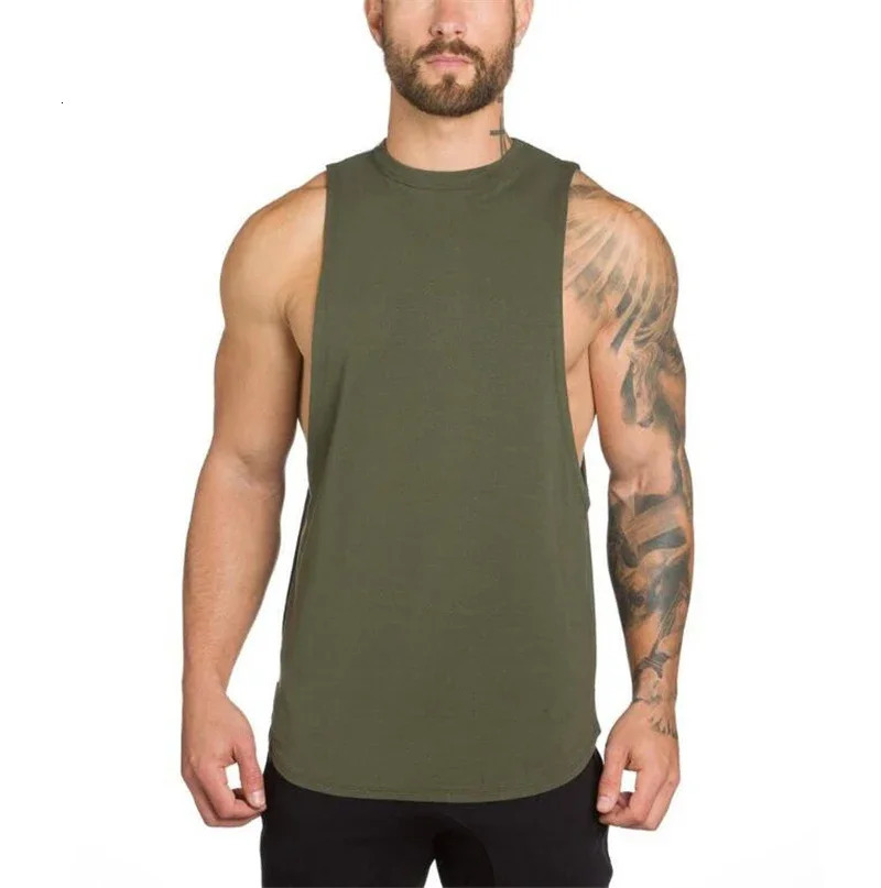Plain Vests Mens Bodybuilding Muscle Tank Tops Gym Fitness Sport Sleeveless Loose T-Shirt Cotton Breathable Cool Summer Clothing 250605