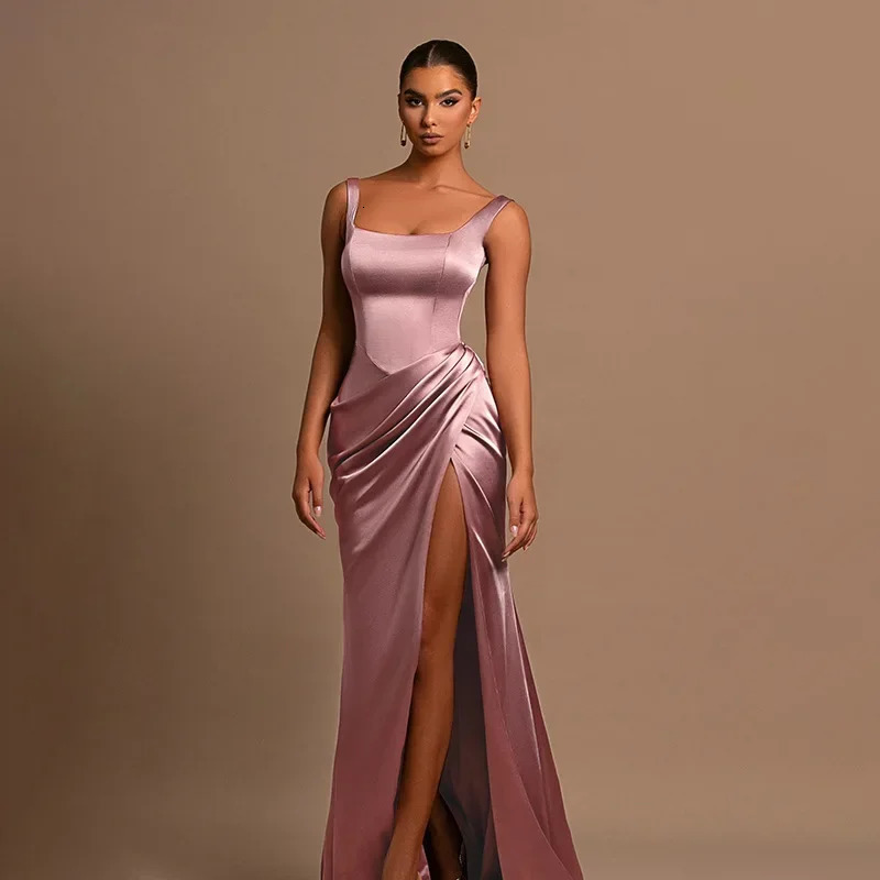 Sexy Long Sleeveless Vest Dress Womens Elastic Slimming Gown Split n Autumn Arrivals Elegant Fashionable Evening Dress 250604