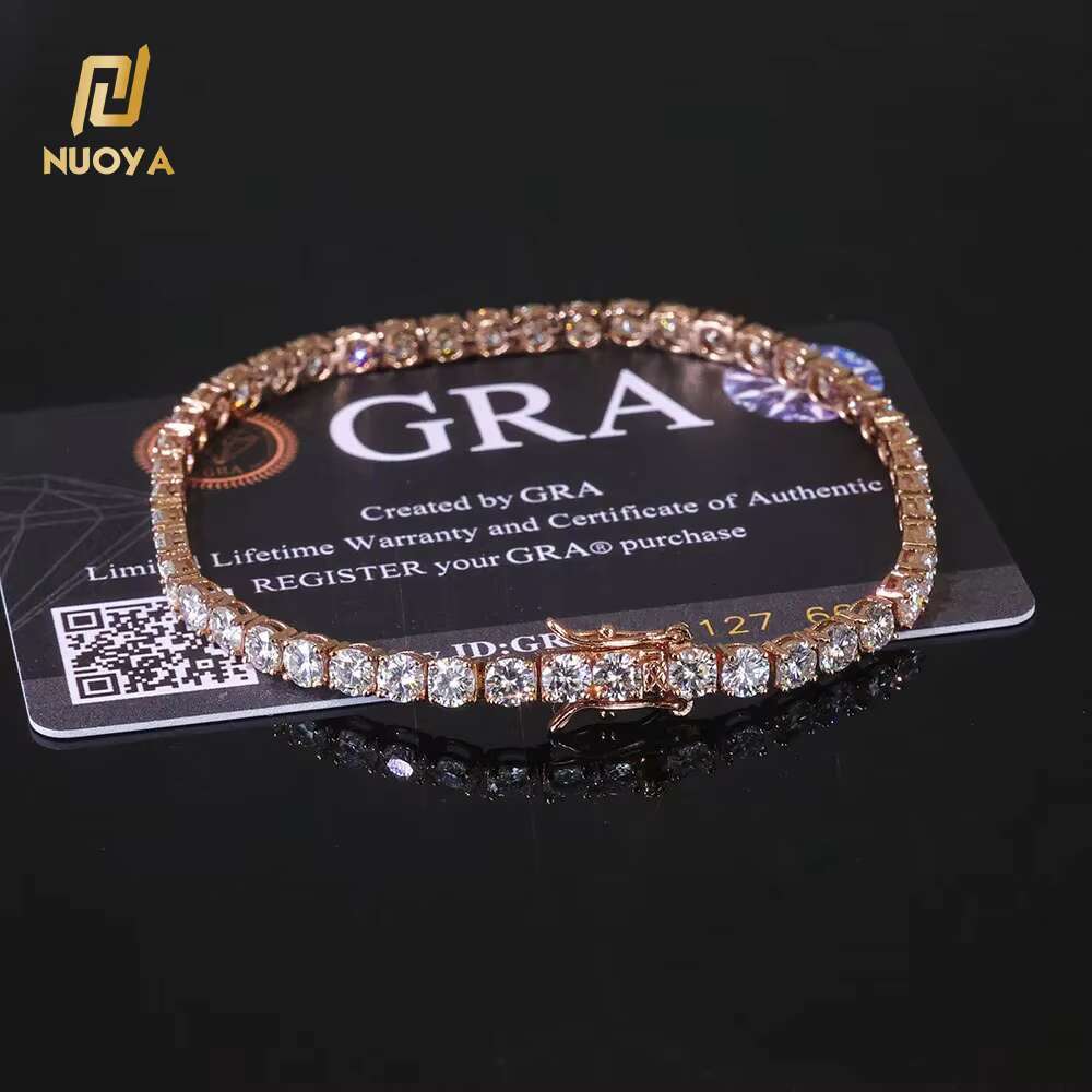 VVS Tennis Bracelet Women Iced Out Round Brilliant Cut 925 Silver Rose Gold Plated Jewelry Gift for Party