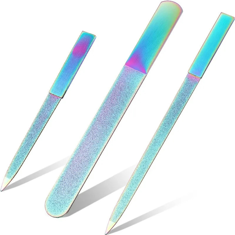 Diamond nail files for men and women stainless steel double-sided nail files natural diamond grit board nail care 250605