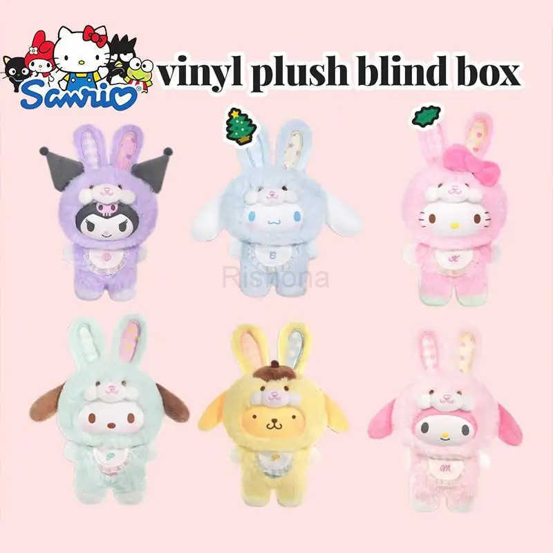 Sanrio Plush Fairy Rabbit Baby Series Kuromi Cinnamoroll Hello Kitty Poseable Vinyl Doll Cute Collectible Figurine Toy Gift X250605