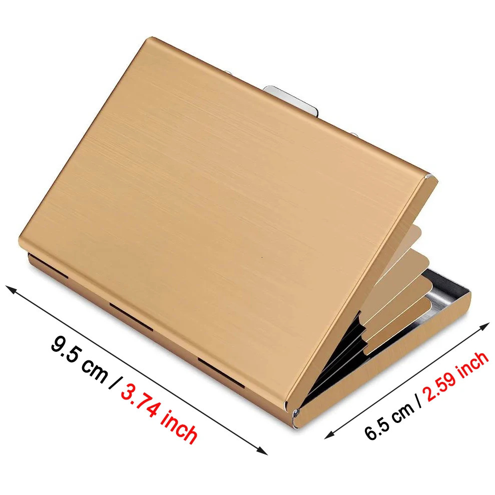 AntiScan ANTI RFID Blocking 6 Cards Aluminum Metal ID Bank Credit Card Holder Slim Wallet Case Business Protection 250605