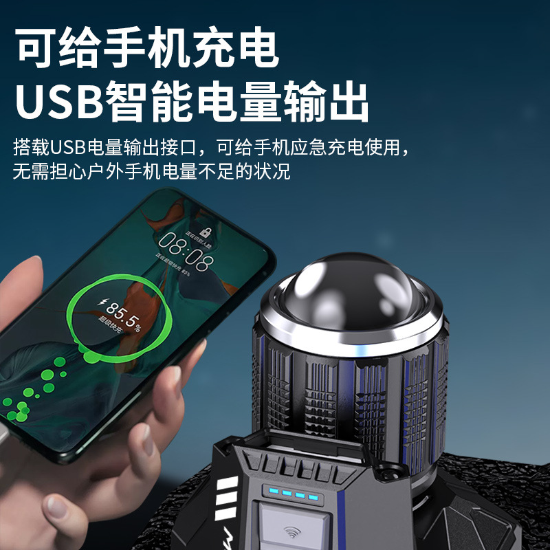 Explosive strong light, head-mounted rechargeable miner's lamp, outdoor night fishing light, emergency waving induction