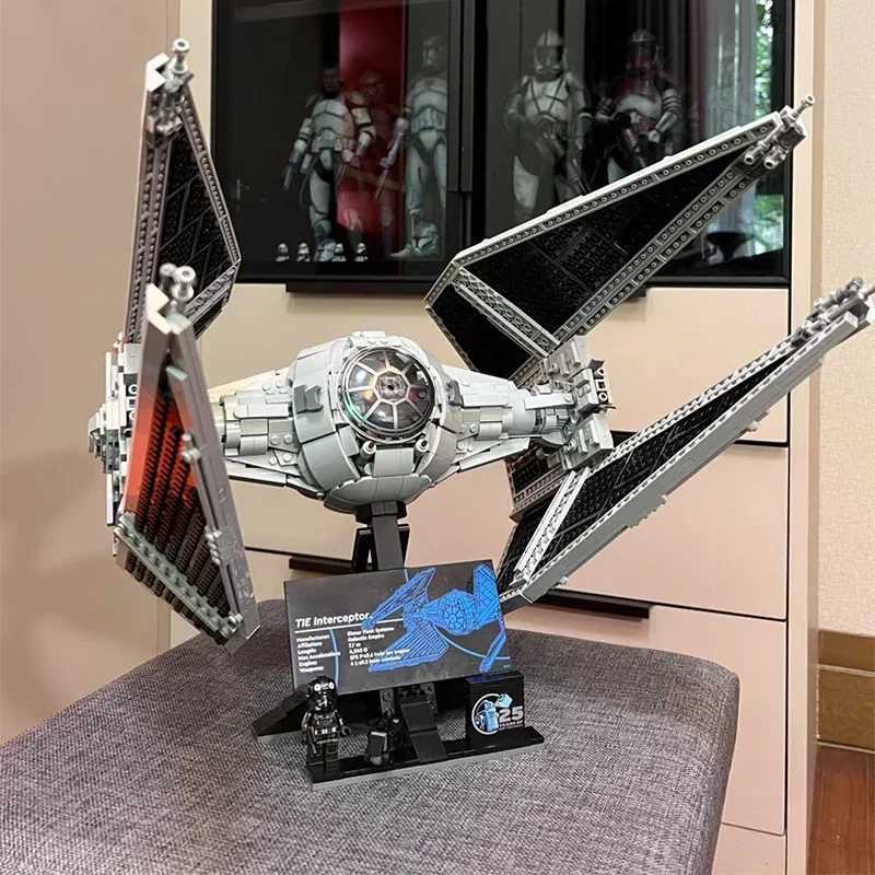 1931pcs Spaceship Tied Interceptord Building Blocks Spacecraft Fighters Model 75382 DIY Assembly Bricks Toys Kids Gift W250605