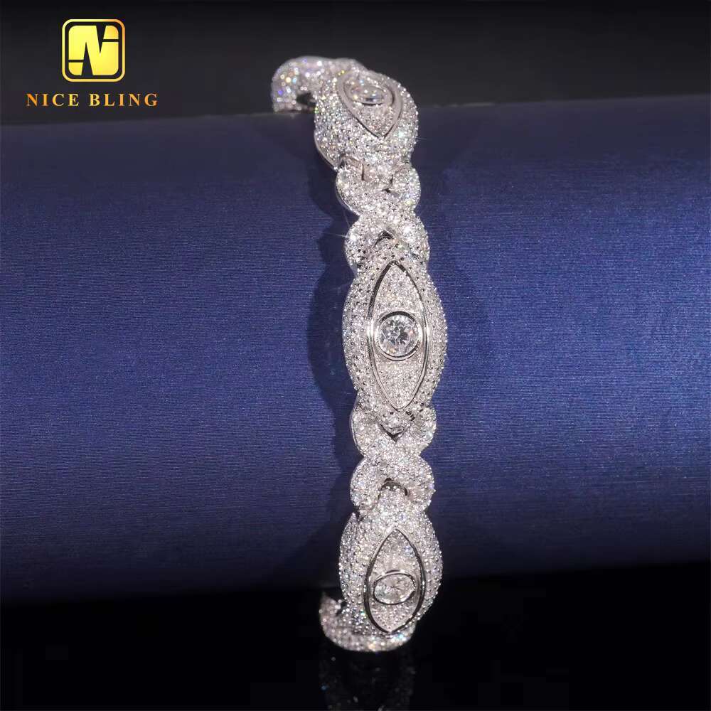 Pass Diamond Tester 925 Silver Gold Plated Hip Hop Jewelry Custom Infinite Eyes 8-character Chain VVS Moissanite Cuban Bracelet