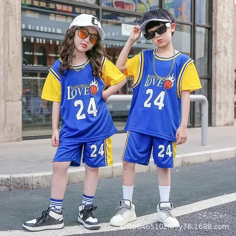 Basketball Jersey Printed Quick-drying Training Clothe Kid Sport Short-sleeve Vest Children Summer Boy Girl Practice Outfit Tops 250605