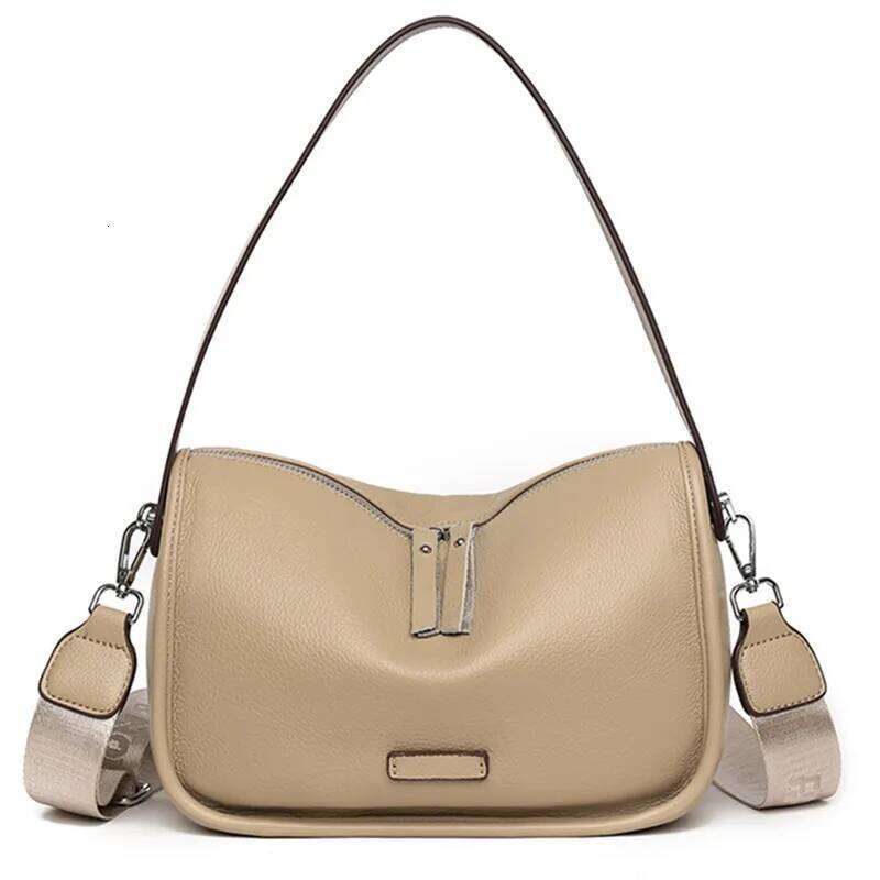 OLOEY Soft Genuine Leather Handbag Women Shoulder Messenger Bag Solid Color Cowhide Sac Fashion Female Crossbody Tote