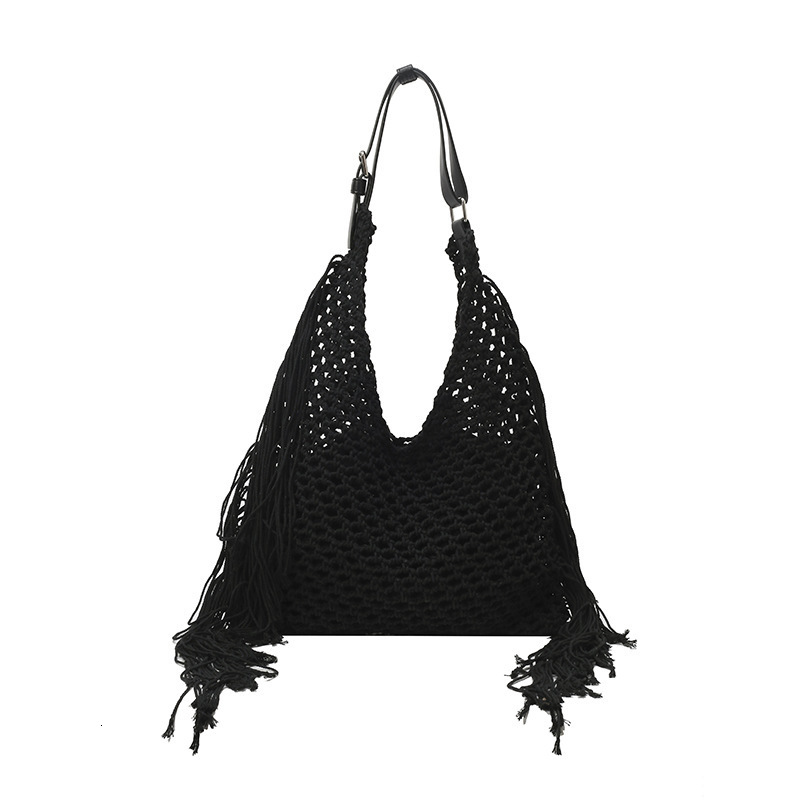 New tassel woven bag, hollow woven bag, women's single shoulder fashionable handbag, designer women's crossbody bag