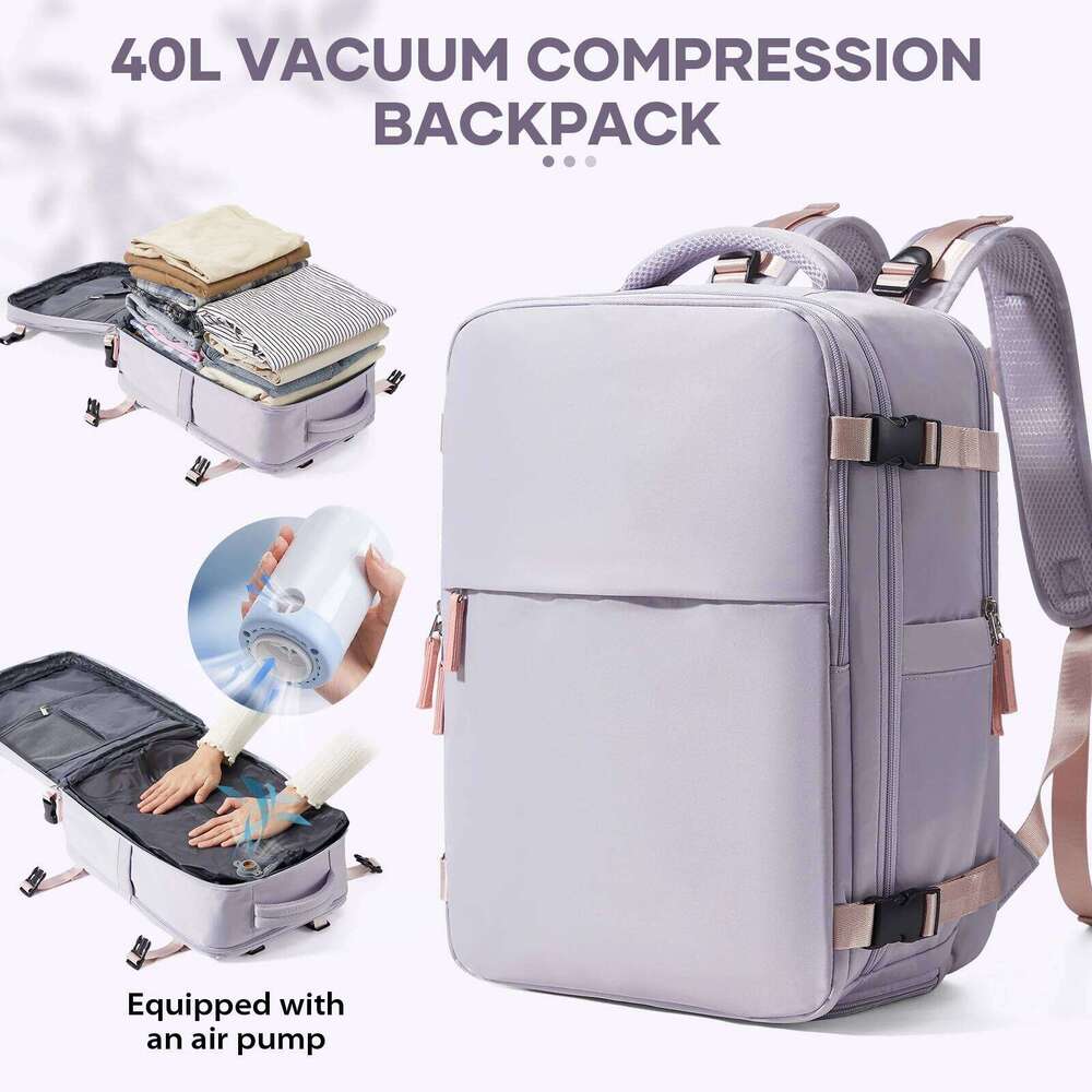 Vacuum Large Travel For Women, 40L Airback Compression Airplane Carry On Backpack Business Laptop Bag