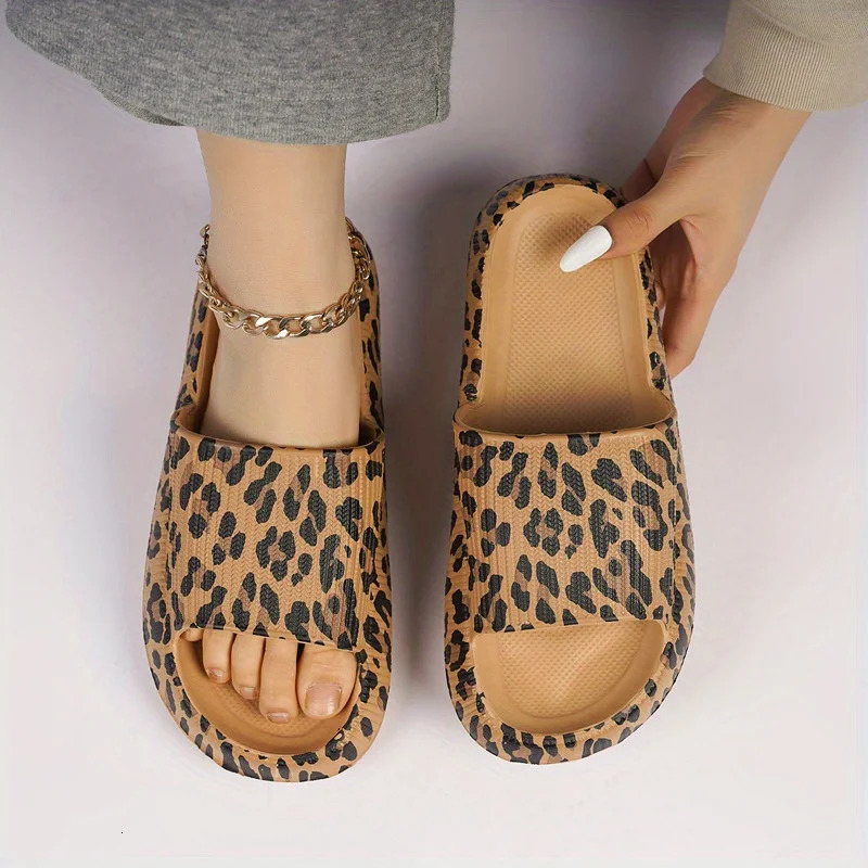Unisex Summer Slippers Thick Sole Indoor Home EVA Leopard Print Slippers Costume Props 250605
