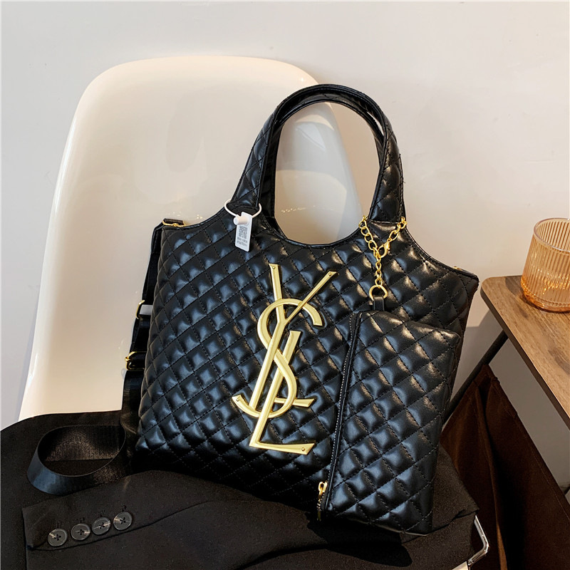 Women's 2025 Tote Bag - Large Capacity Stylish Shoulder and Crossbody Bag Fashionable Rhombus Design for Spring and Summer Commuting