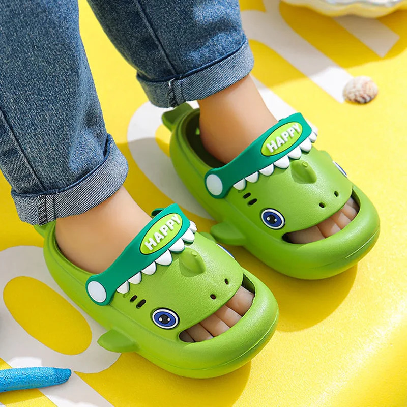 Kids Megalodon Shark Slippers Toe Protection Waterproof Anti-slip Garden Shoes Boys Girls Outdoor Casual Beach Sandals Children 250604