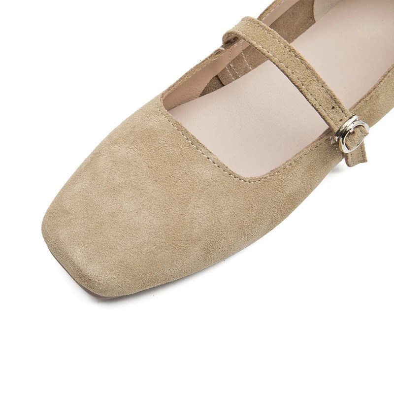 AIYUQI Mary Jane Shoes Women Flat 2025 Spring Shoes Female Genuine Leather Square Head Non-slip Large Size Ballet Shoes Women 250603