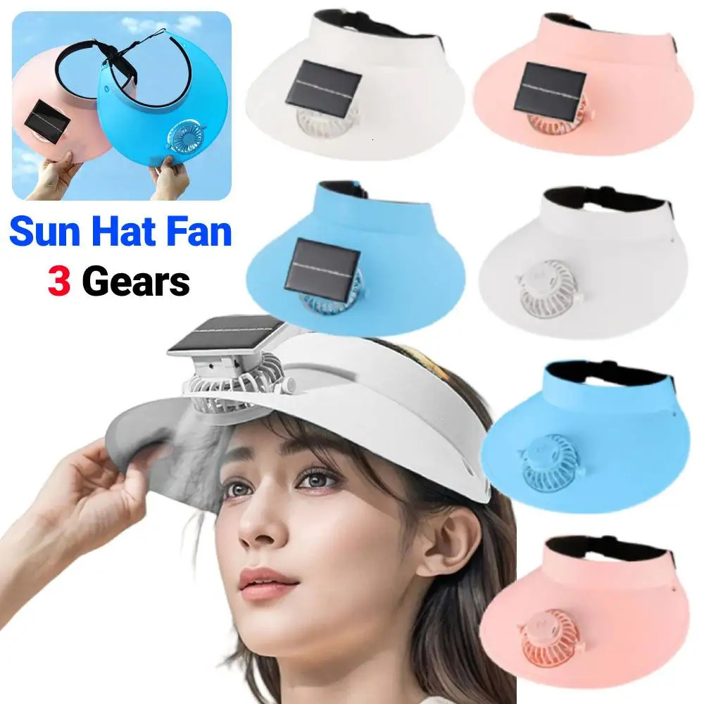 Sun Visor Hat with Fan Solar USB Charging Sun Protection Hat Breathable Summer Cooling Fan Hat for Outdoor Camping Fishing 250603