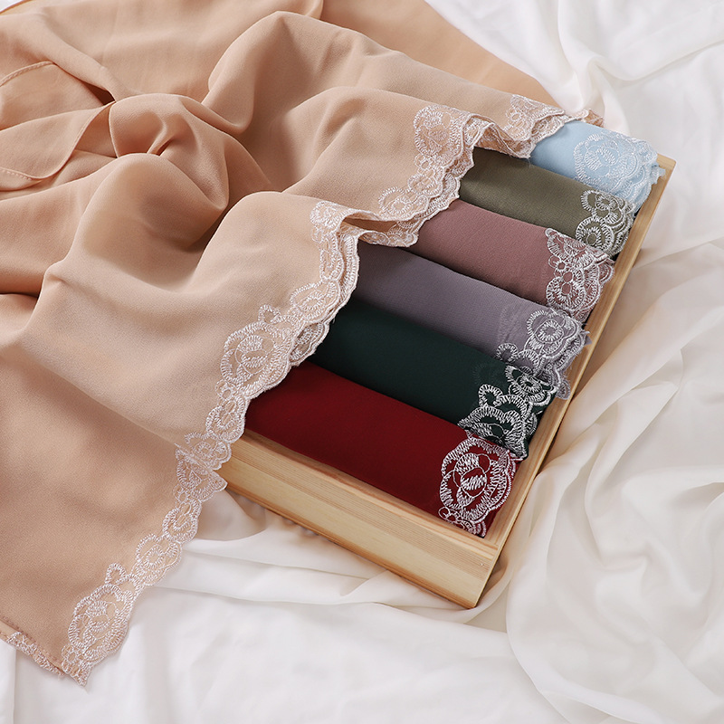 K929 New pearl chiffon embroidered scarf, wholesale of head scarf in Malaysia and Indonesia market