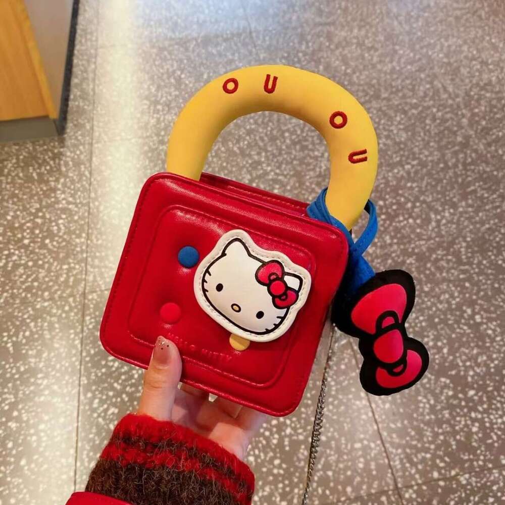 Trendy Ins Style Cartoon Red KT Crossbody Cute Girl Daily Commute Mini Chain Shoulder Bag Adorable