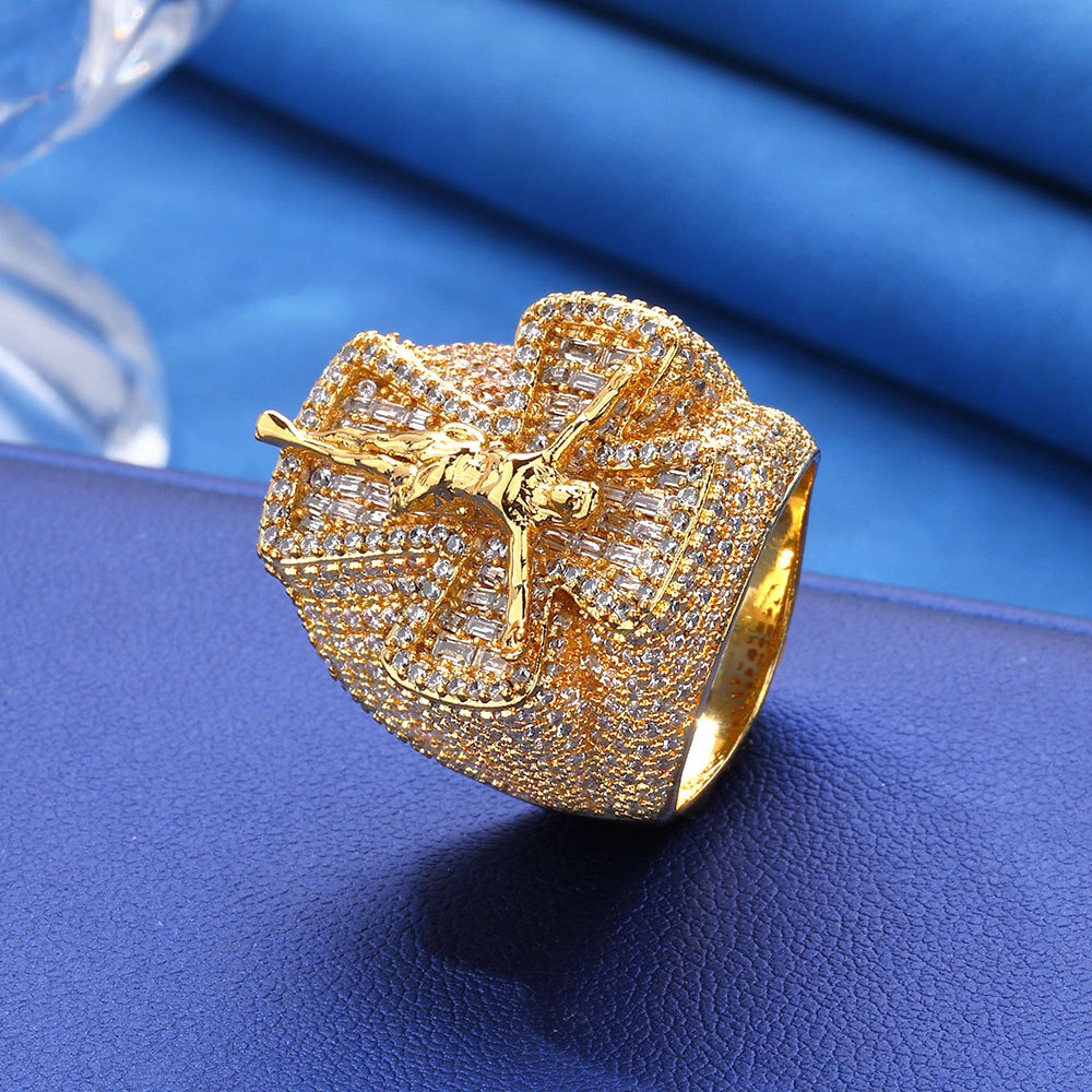 Cross Moissanite Ring Personality Trendy Mens Ring Hip Hop Jewelry Accessories moissanite