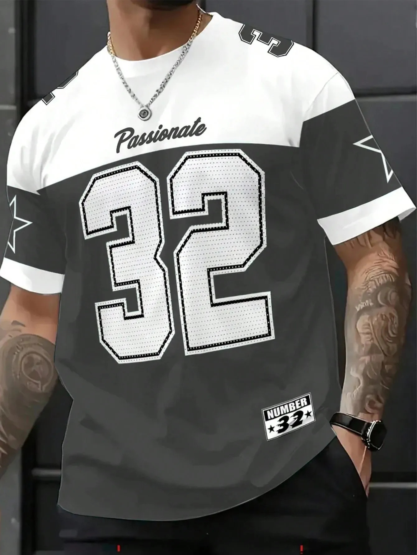 Summer mens casual digital printed round neck short sleeved Tshirt comfortable breathable and quick drying fabric 250605