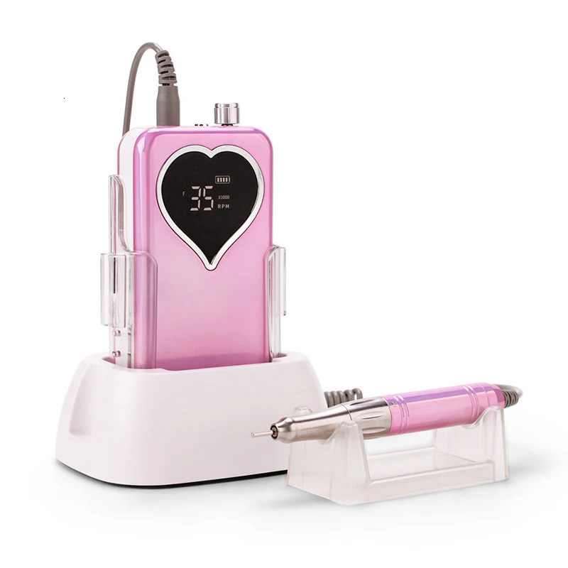 Nail Drill Machines For Manicure drill para unas 35000 RPM Heart Portable Desktop Rechargeable Adjust Speed Low Noise Nail Drill 250517