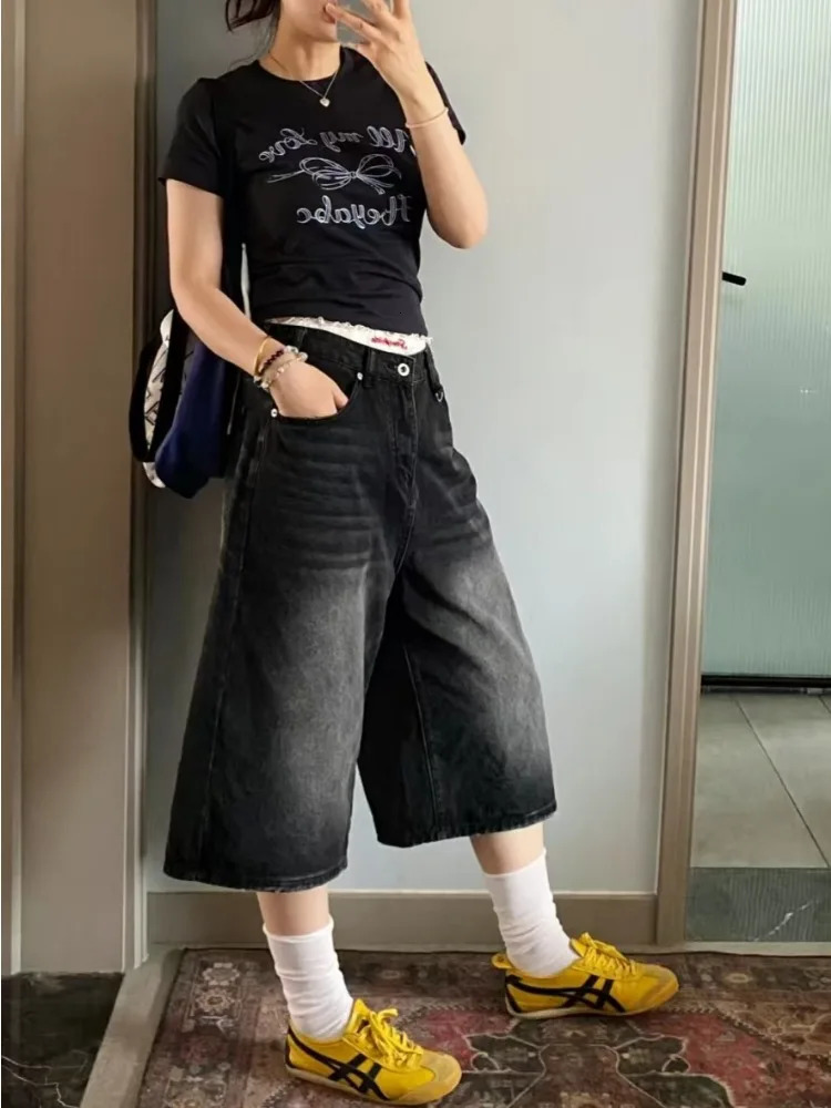 Vintage Loose Jorts Jeans Y2k Streetwear Oversize Shorts Denim Pants Korean Fashion Baggy Grunge Trousers Summer Neutral 250604