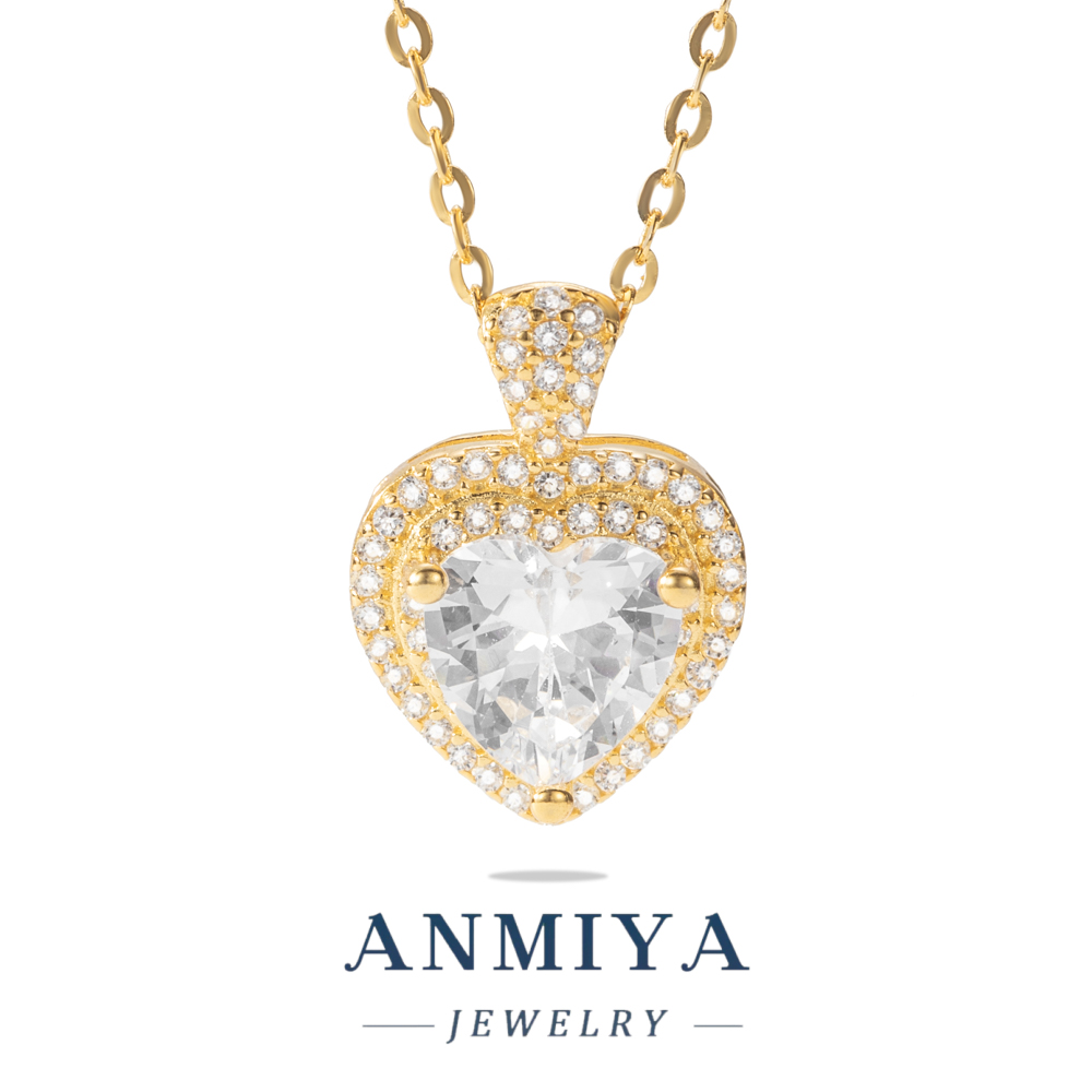 Elegant Sterling Silver Jewelry Heart Pendant Necklace with Shiny Zircon for Romantic Gift, Women's 925 Necklace for Anniversary