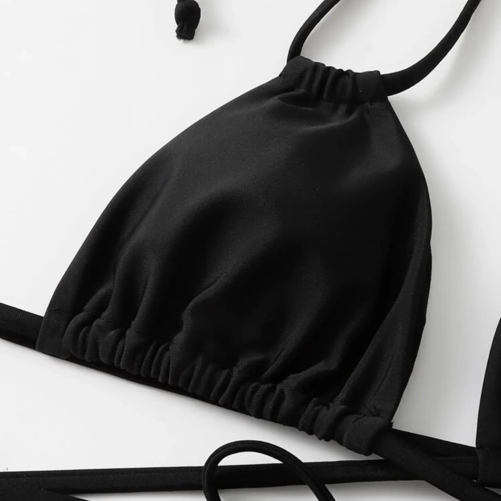 Womens Summer Swim Suit Solid Color Drawstring Strap Three Pieces Beachwear Sexy Bikinis Sets Quick Drying Women Swimsuit 250530