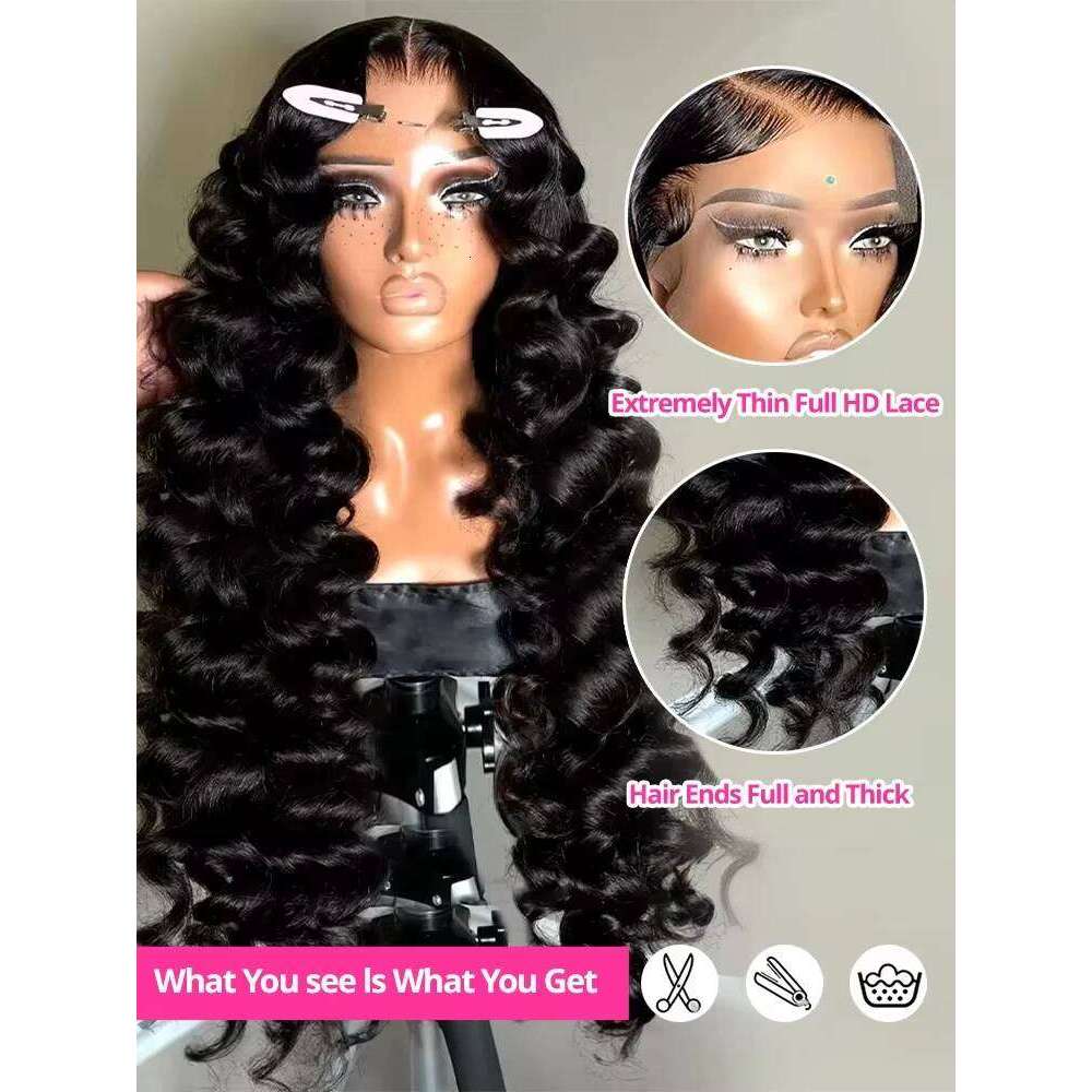 Curly 300 Density Loose Deep 13x6 HD Frontal Wigs 30 40 Inch 13x4 Water Wave Lace Front Human Hair Wig