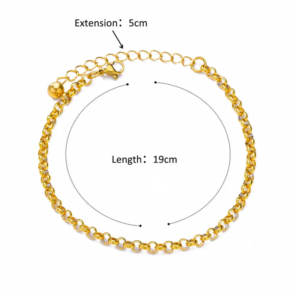 Anklets for Women Stainless Steel Gold Color Chain Anklet Female Summer Beach Accessories Foot Leg Bracelets Fashion Jewelry 250528