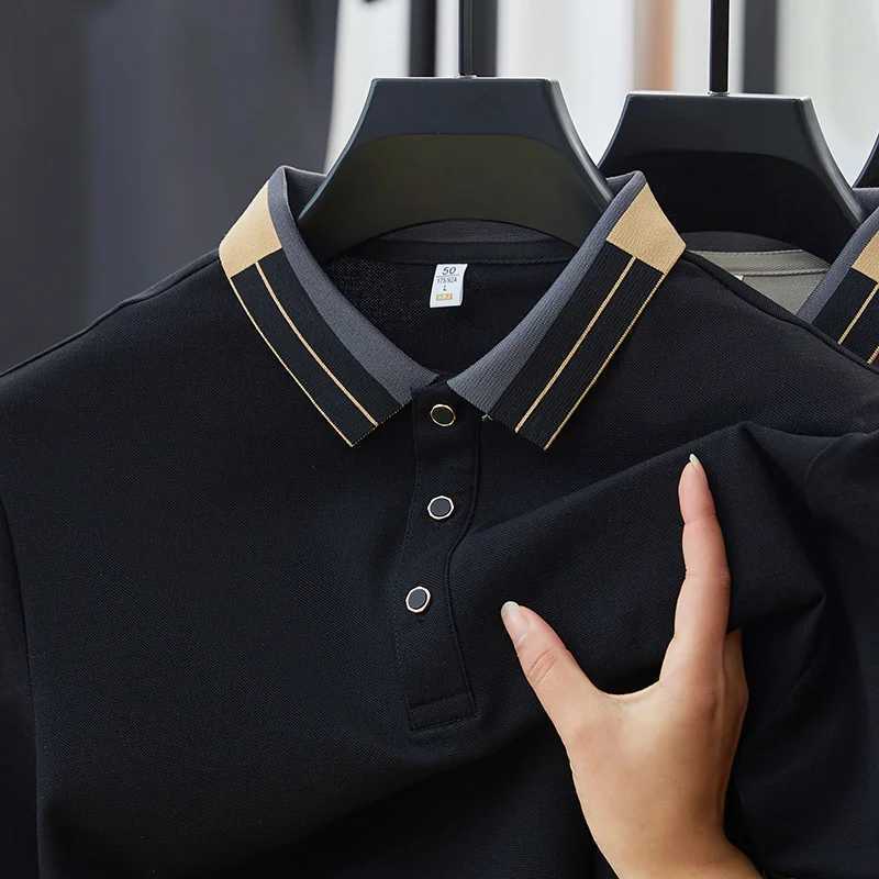 New Summer Solid Color Short Sleeved T-shirt with Collar Embroidery for Mens POLO Loose Business Mens Base Top XJ250605