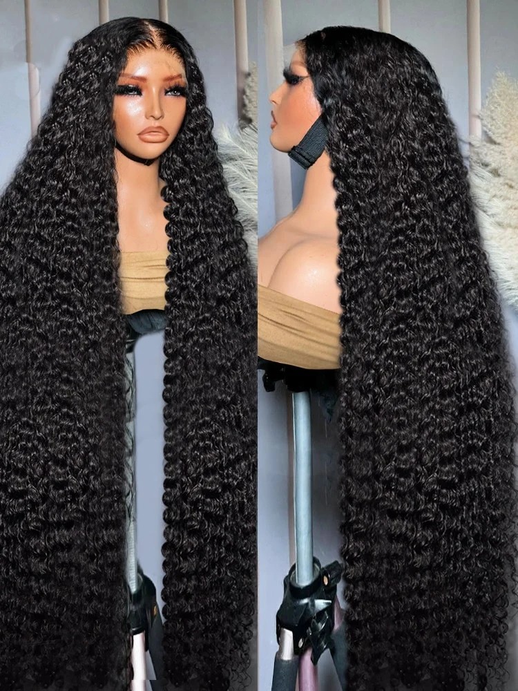 250 Density 30 40 Inches Curly 13x4 13x6 Hd Lace Front Human Hair Wigs Pre Plucked Deep Wave Lace Frontal Wig For Women Synthetic