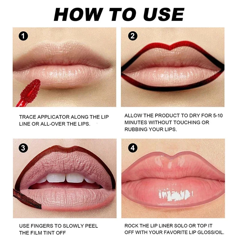 Matte Lip Liner Peel Off Tattoo Lipgloss Waterproof Velvet Lip Tint Red Brown Not Easy Fade Lip Stain Outline Contour Cosmetic 250605