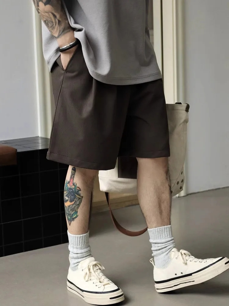 Mauroicardi Spring Summer Loose Casual Soft Black Shorts for Men High Waist Short Gray Wide Leg Pants Korean Style Clothes 250604