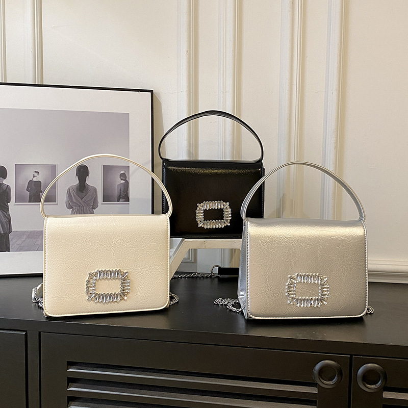 Free Shipping Designer Bag 2025 New Banquet For Women Fashionable And High-end Glass Diamond Small Square Bag Hand-held Women's Bag