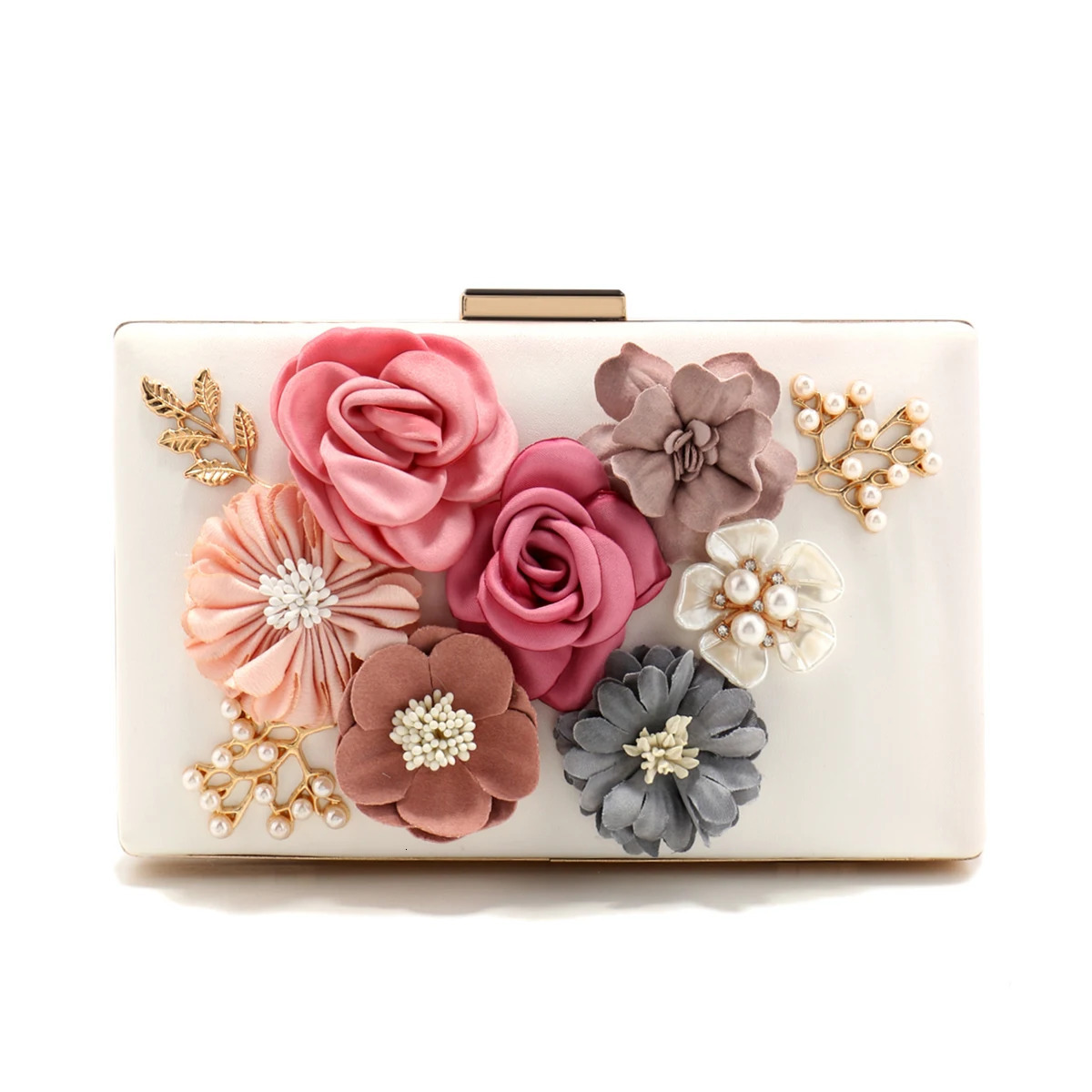 Flower Women Evening Bags Fashion Cute Girl Lady Clutch With Pearl Diamonds Handbags Glitter Spring Season Pink Color Shoulder C 250528