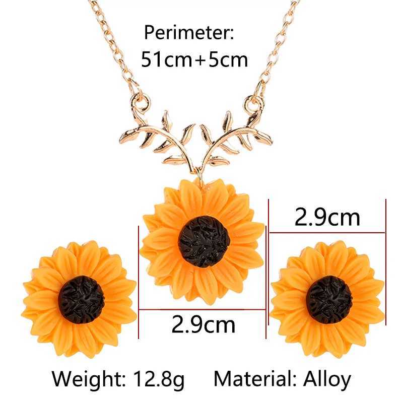 Jisensp Fashion Leaf Branch Sunflower Necklace for Women Party collares Ketting Accessories I Love You Necklace Jewelry Gift XJ250604