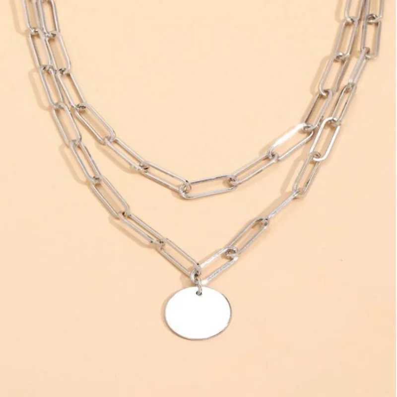 Vintage Round Charm Layered Necklace Womens Jewelry Layered Accessories for Girls Clothing Aesthetic Gifts Fashion Pendant 2024 XJ250604