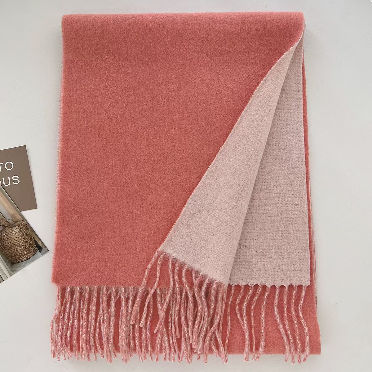T887 wool scarf female winter student versatile male warm shawl dual-use couple birthday gift tassel neck scarf