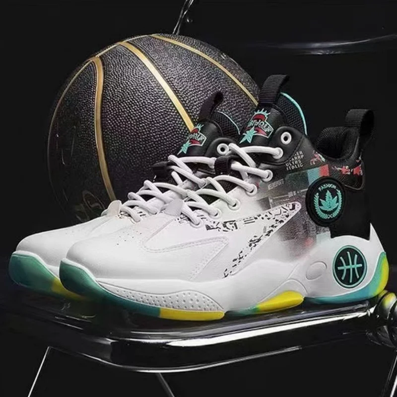 Leather Mens Basketball Shoes Breathable Cushion Non Slip High-top Sneakers Training Casual Sports Shoes Running Shoes