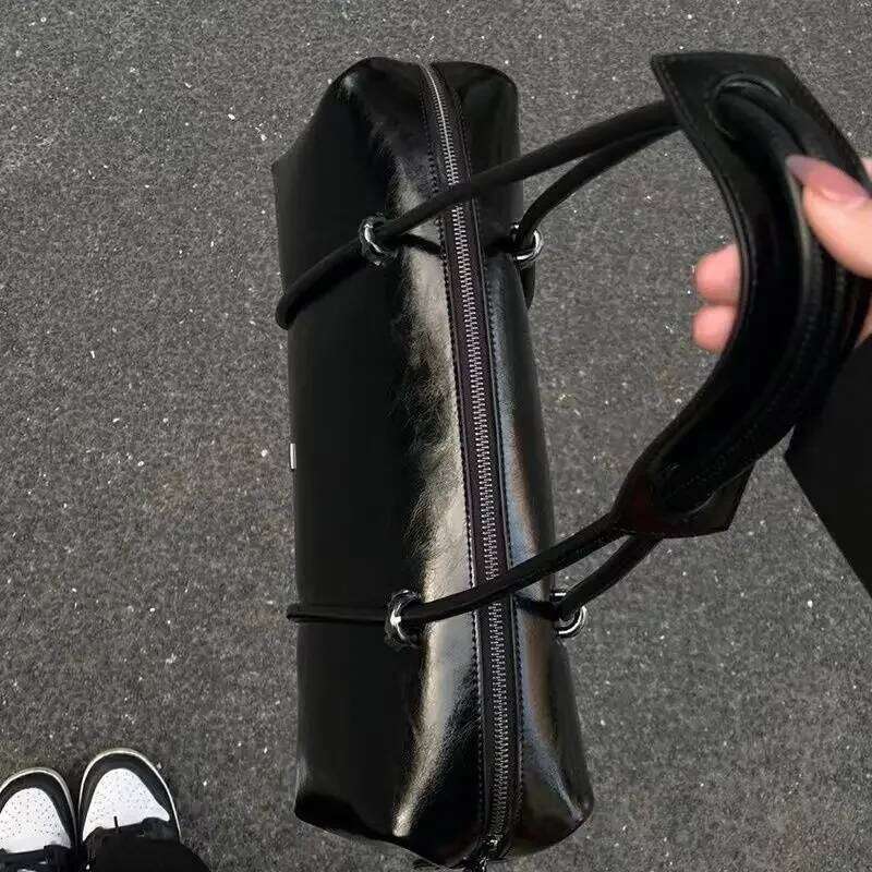 Miyagawa Retro Women s Large Capacity Boston Pillow Spicy Girl Motorcycle Bag High Quality One Shoulder Travel Handbag