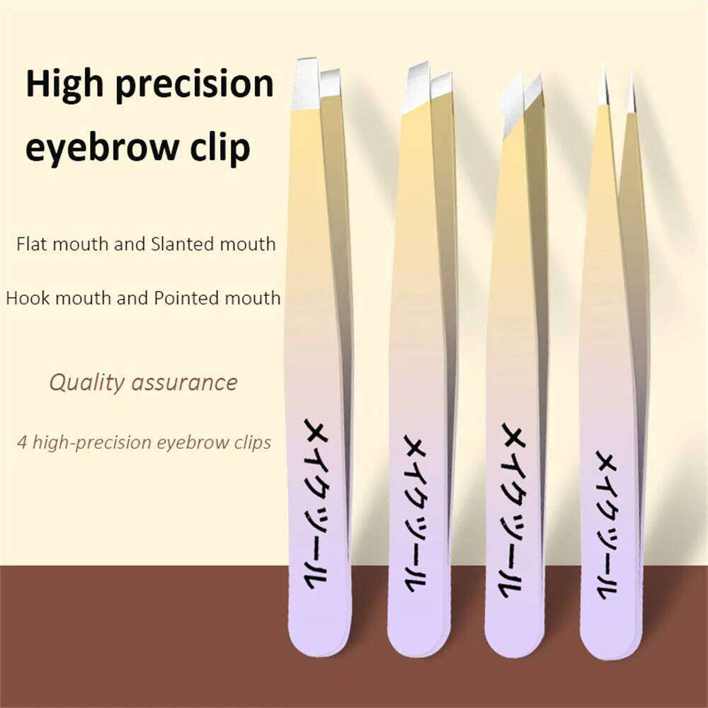 Painless Eyebrow Tweezer Colorful Beauty Fine s Puller Stainless Steel Slanted Eye Brow Clips Removal Makeup Tools free shipping