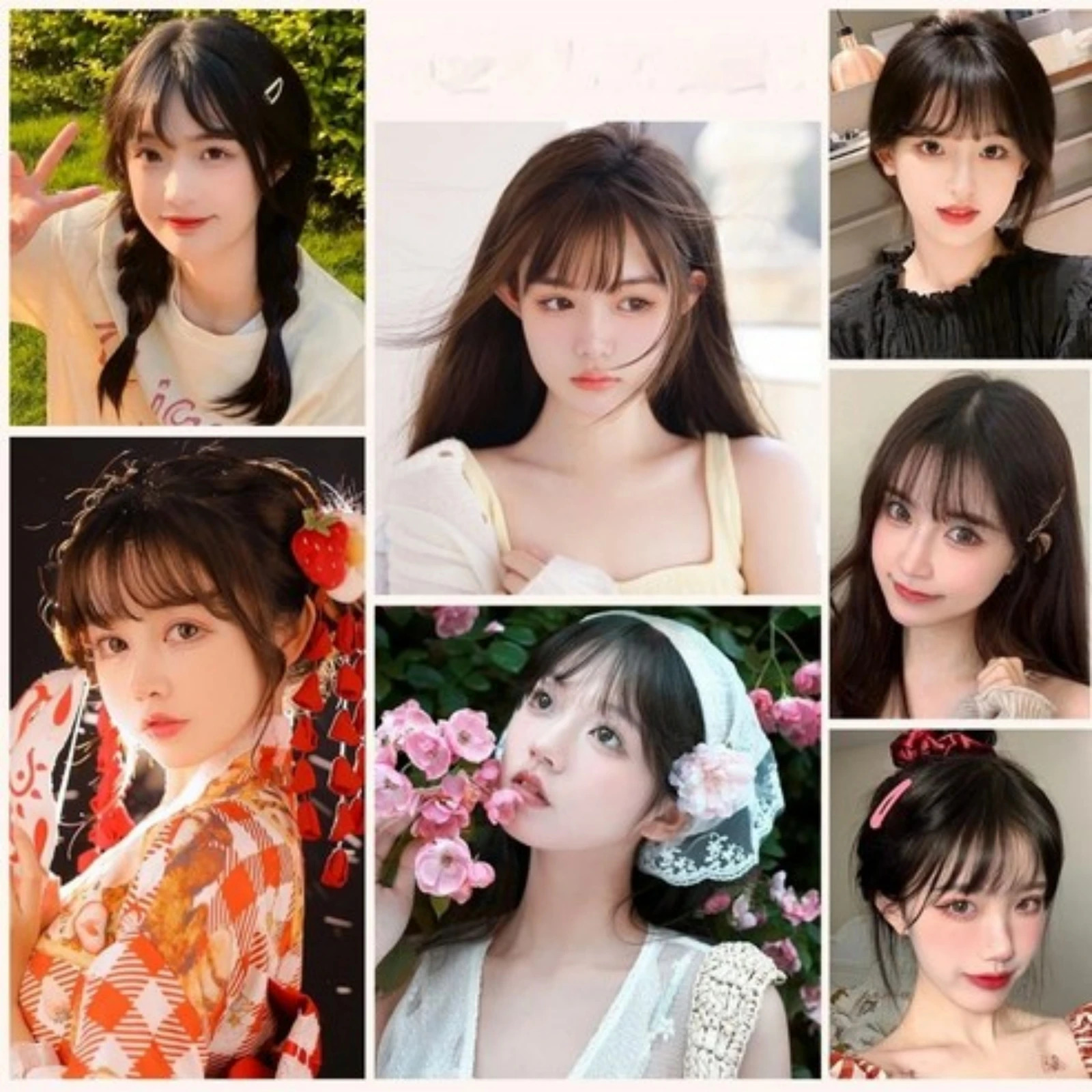 1Pc Human Hair Bangs OverHead Clip in Hair Extensions Natural Hairs Wispy Bangs Fringe Hairpieces for Women in Air Bangs Brown 250529